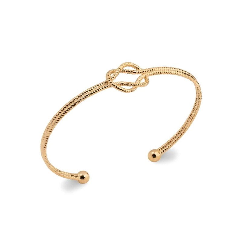 Bracelet jonc noeud rigide semi ouvert ajustable - Plaqué Or