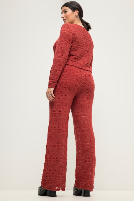 Ajour-Strickhose, Wide Legs, Elastikbund, blickdichte Shorts