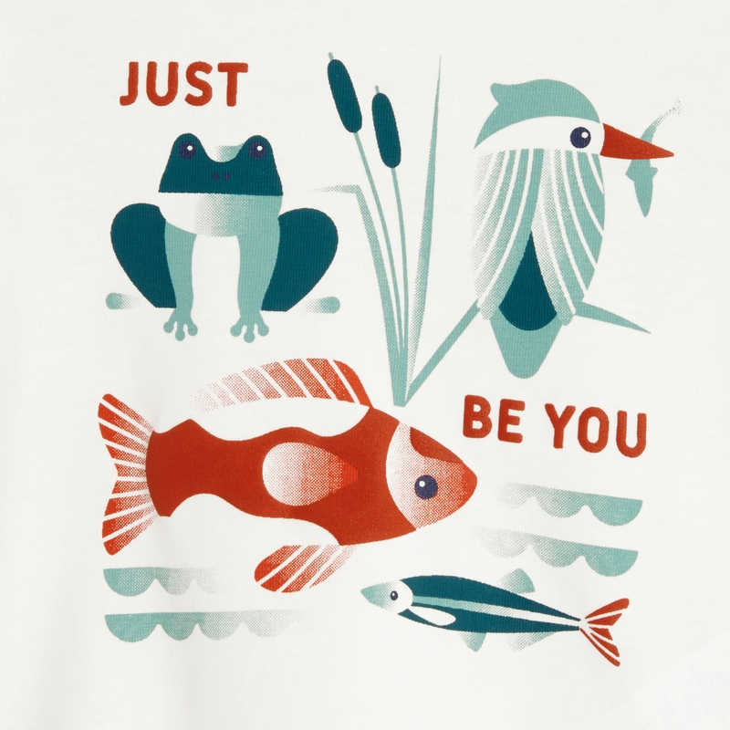 T-shirt animaux de la rivière blanc bébé garçon