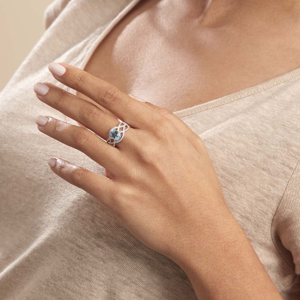 Bague Tina Or Blanc Topaze Et Oxyde De Zirconium