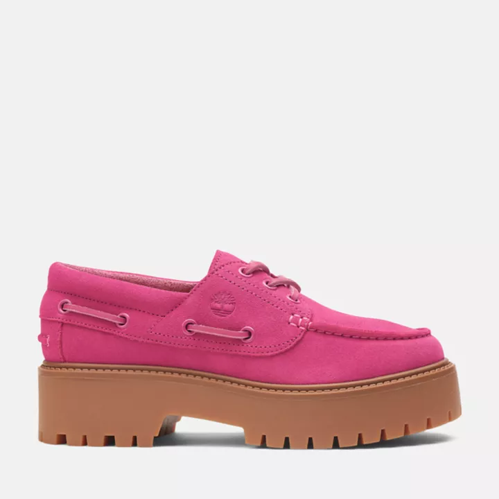 Chaussures bateau Stone Street pour femme en rose foncé
