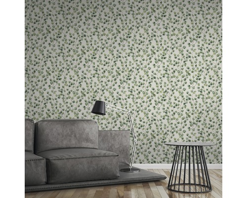 Vliesbehang 37044-1 Groen blad rankgroen