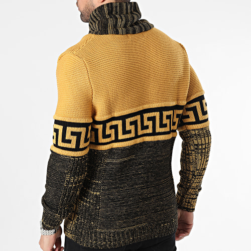 Pull Col Montant Jaune Noir