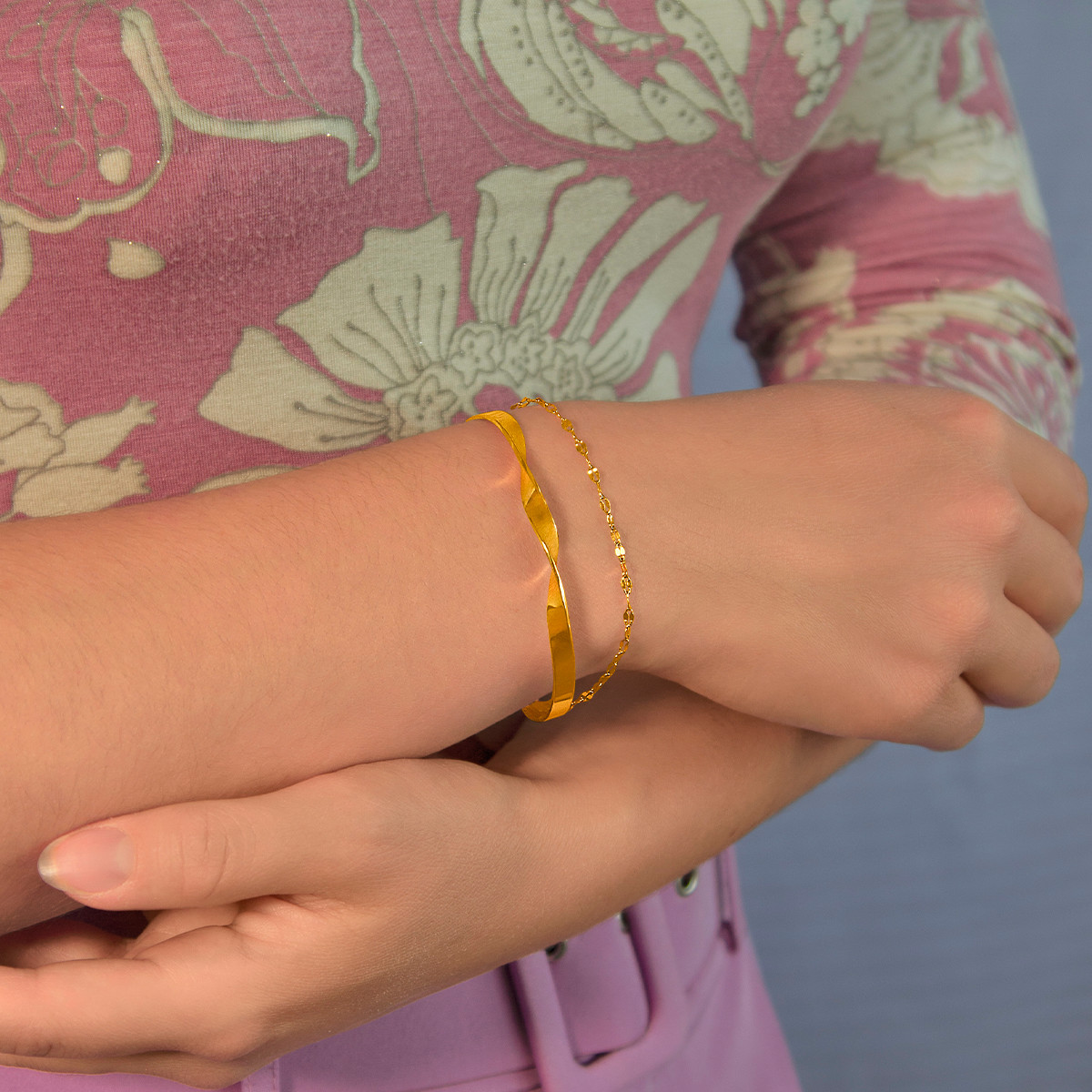 Bracelet rigide acier jaune diamètre 60 mm