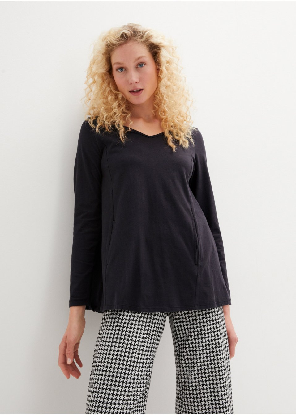 T-shirt coton avec poches, légèrement évasé