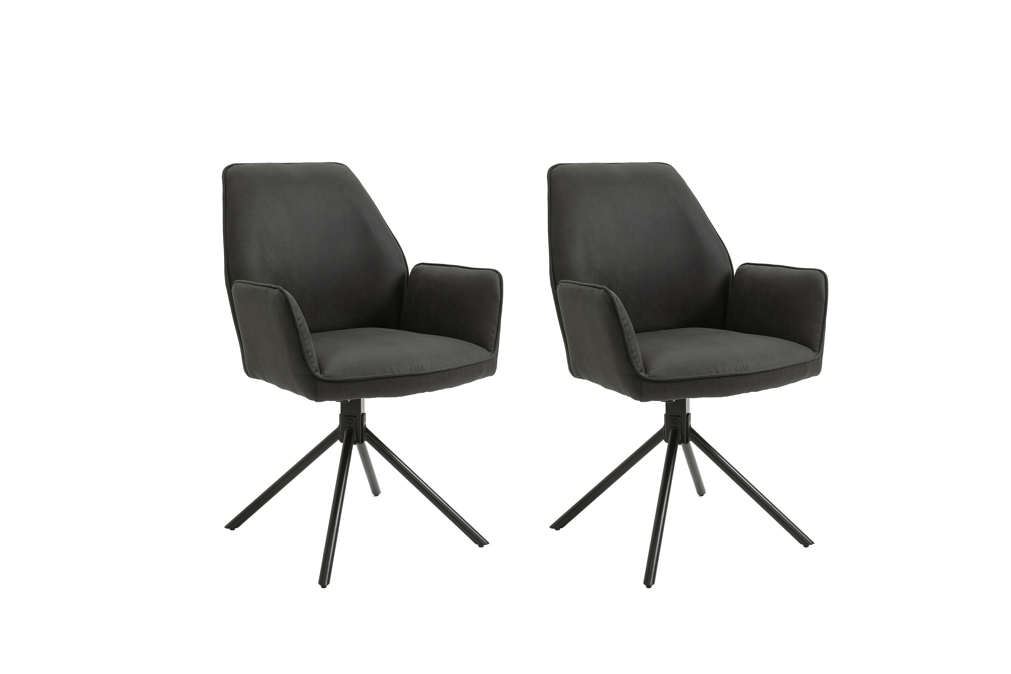 byLIVING Esszimmerstuhl BLAIR, 2-er Set, Bezug anthrazit, Gestell Metall schwarz
