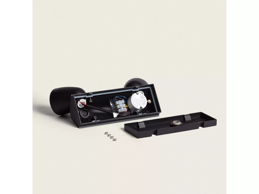 Applique Murale Extérieure LED 12W Aluminio Abel Large 2 Spots Noir