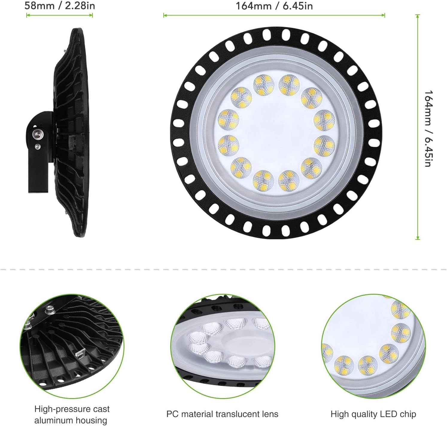 10 Stück UFO Industrielampe, 50W LED Hallenstrahler, 6500K Kaltweiß High Bay Licht, IP67 Deckenleuchte Werkstatt, Strahler für Fabrikhallen, Hallenbeleuchtung