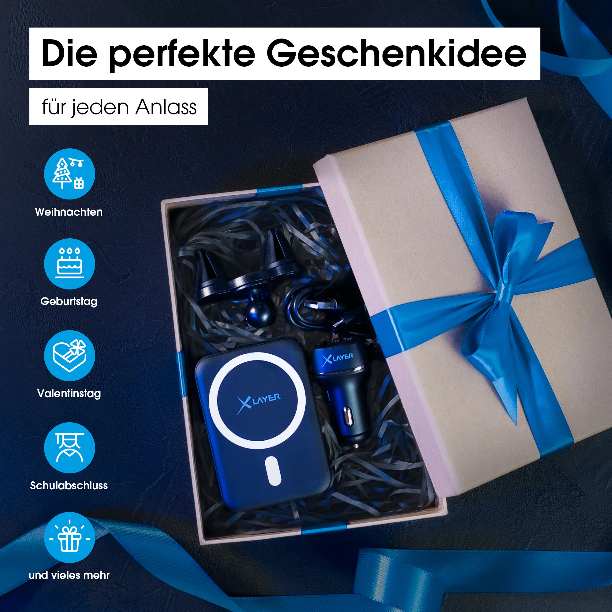 Xlayer WIRELESS MagFix Pro KFZ Autohalterung I Wireless Set I Magsafe mit USB-C Kabel