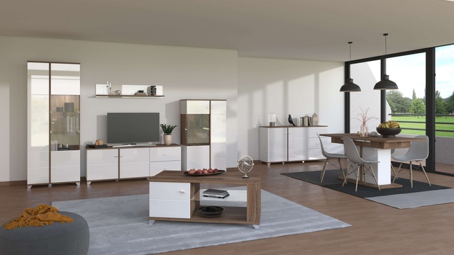 INOSIGN Vitrine »Burgundy Vitrinenschrank, Standvitrine, Showcase« Hochglanzfronten, Glastür, Komplettes Innenleben