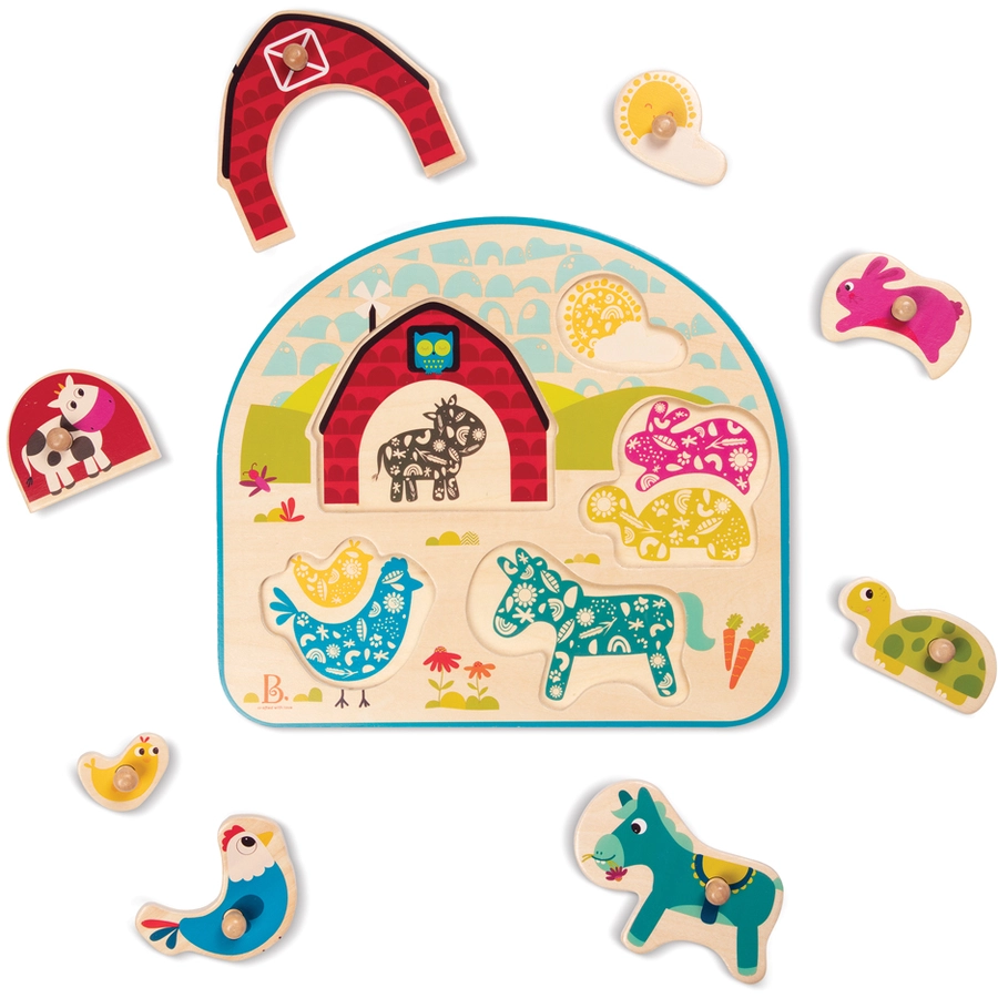 B.TOYS B. Animal Barnyard - Holzpuzzle Bauernhof 8-teilig Mehrfarbig