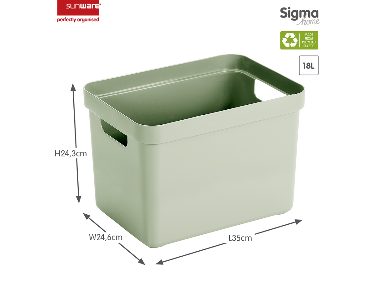 Sunware sigma home set van 4 18l opbergbox - groen