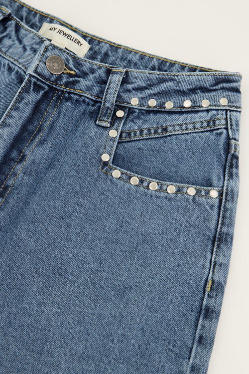 Blauwe jeans met wijde pijpen & studs