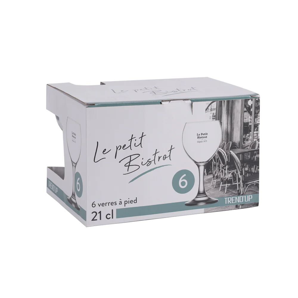 Boîte de 6 verres à pied Bistrot 21 cl Trend'up