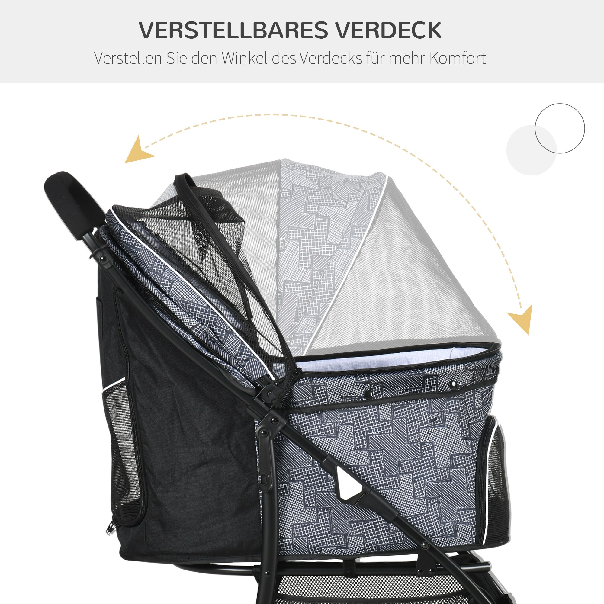 PawHut Hundebuggy mit Kissen und Untergestellablage schwarz 81L x 48B x 99H cm