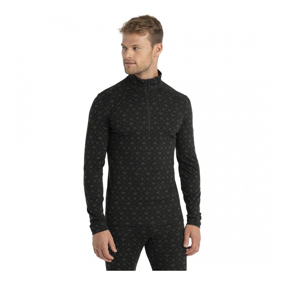Icebreaker 200 OASIS FIRST SNOW - Sous-couche Homme black/loden/aop