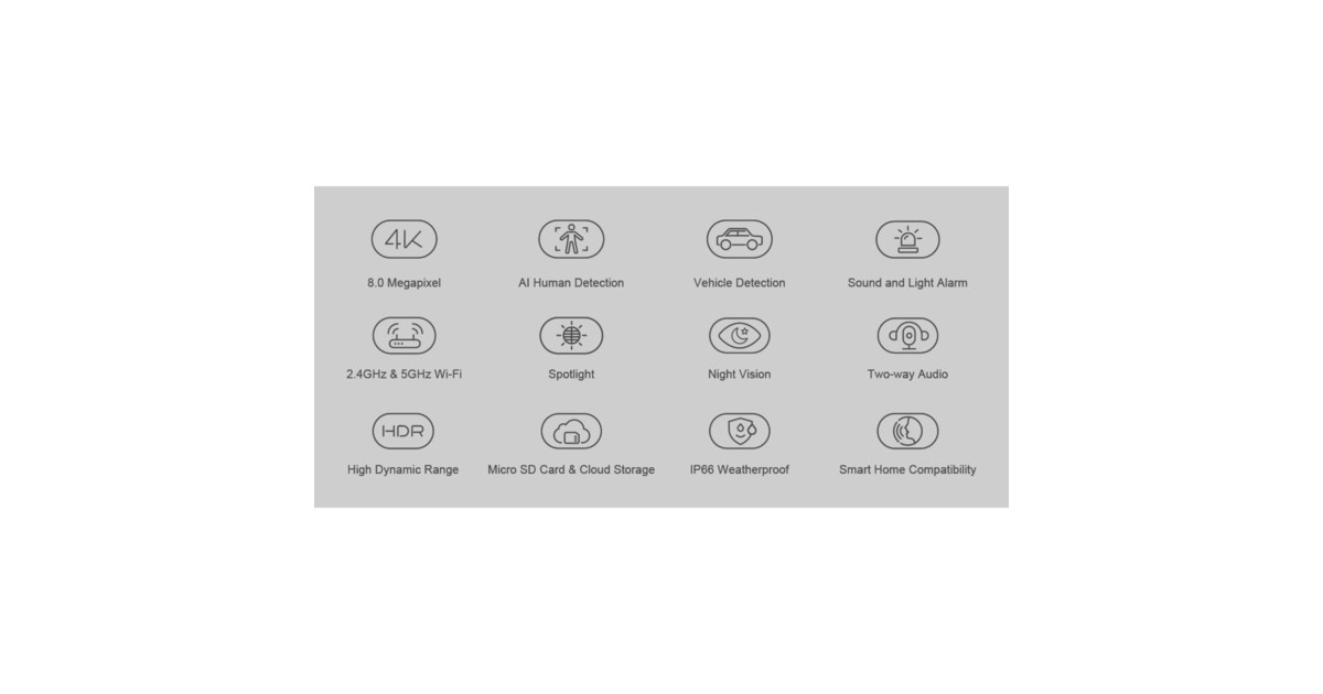 FoscamV8P, 4K/8MP dual-band WiFi beveiligingscamera   (Zwart, met geluid- en lichtalarm)