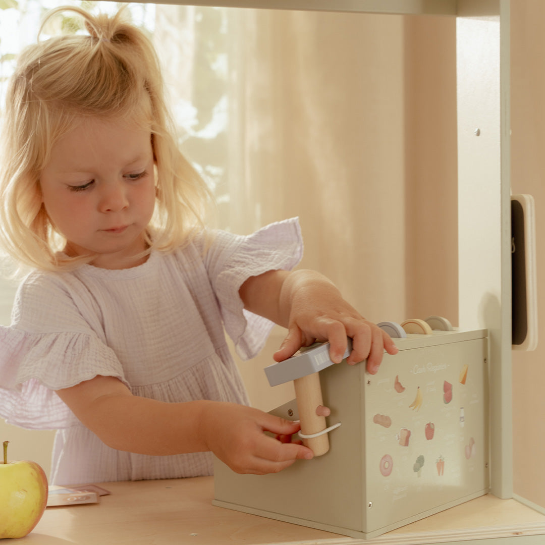 little dutch kassa met geld en scanner