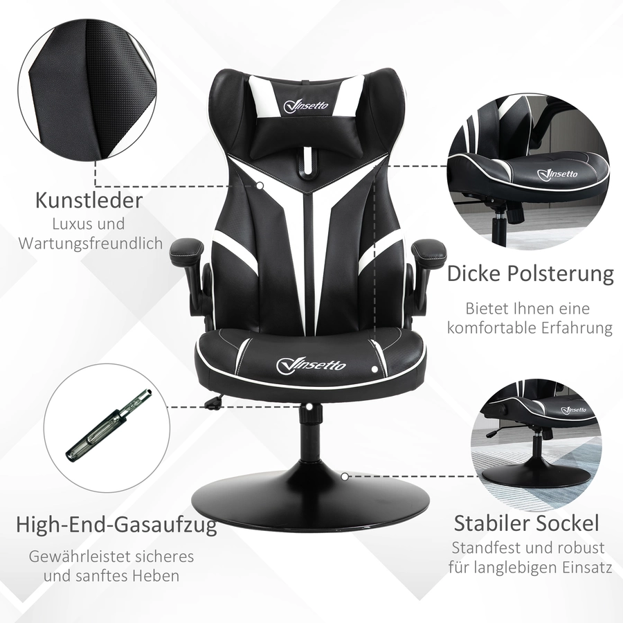 Vinsetto Gaming Stuhl ergonomisch schwarzweiß