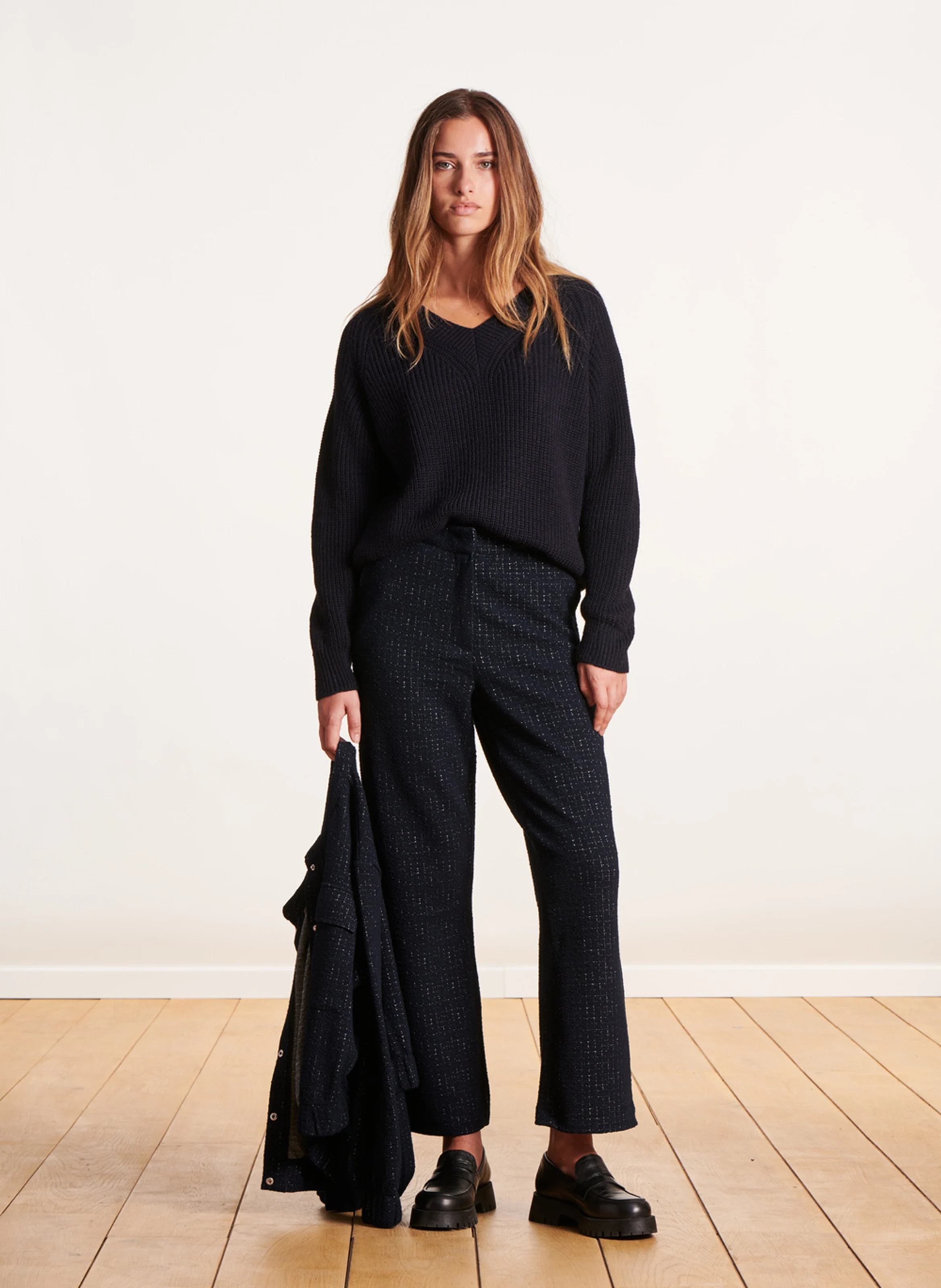 Pantalon droit en coton bio mélangé | Bleu