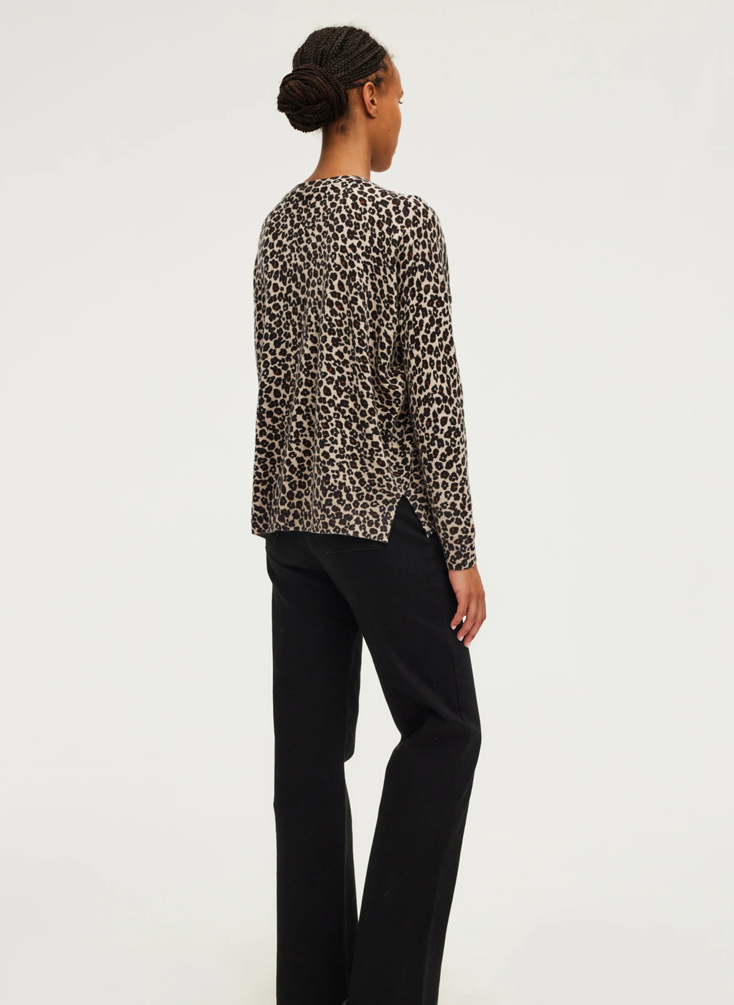 JACQUEMINE - Pull col rond léopard en laine| Beige