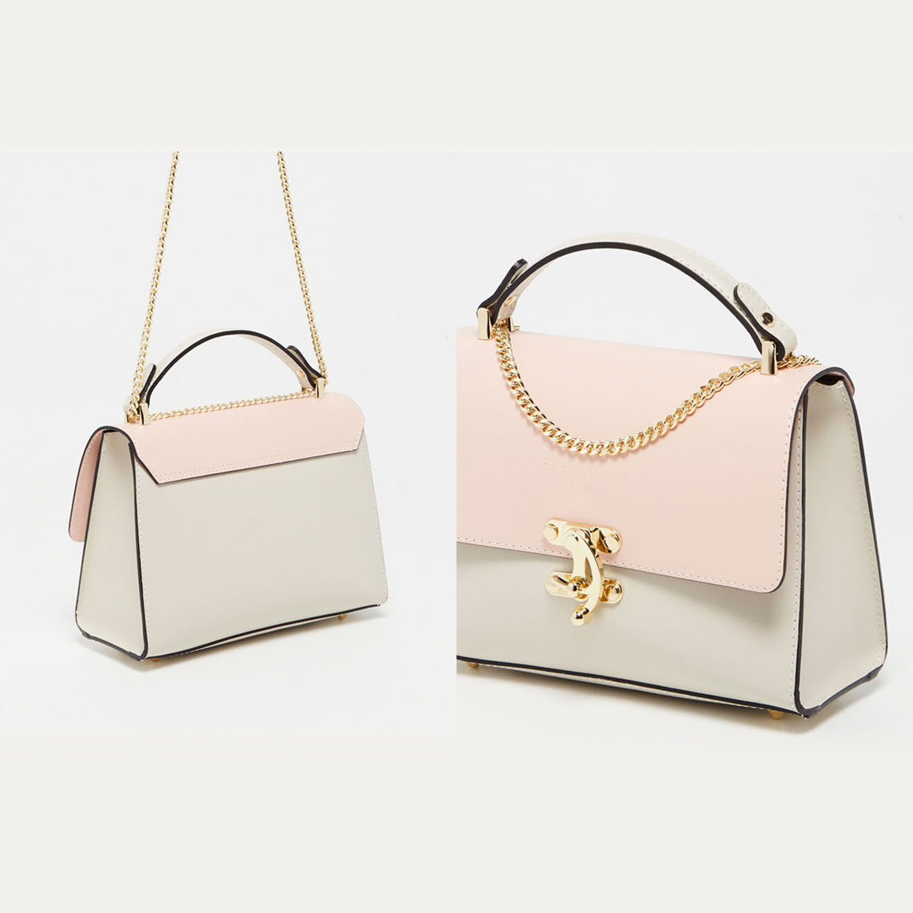 Christian Laurier Sac à main en Cuir Ora beige/rose - 24.5x18x10 cm