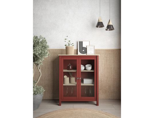 CONCEPT1 - Vitrine Misti 2P rouge chêne 90 x 40 x h110