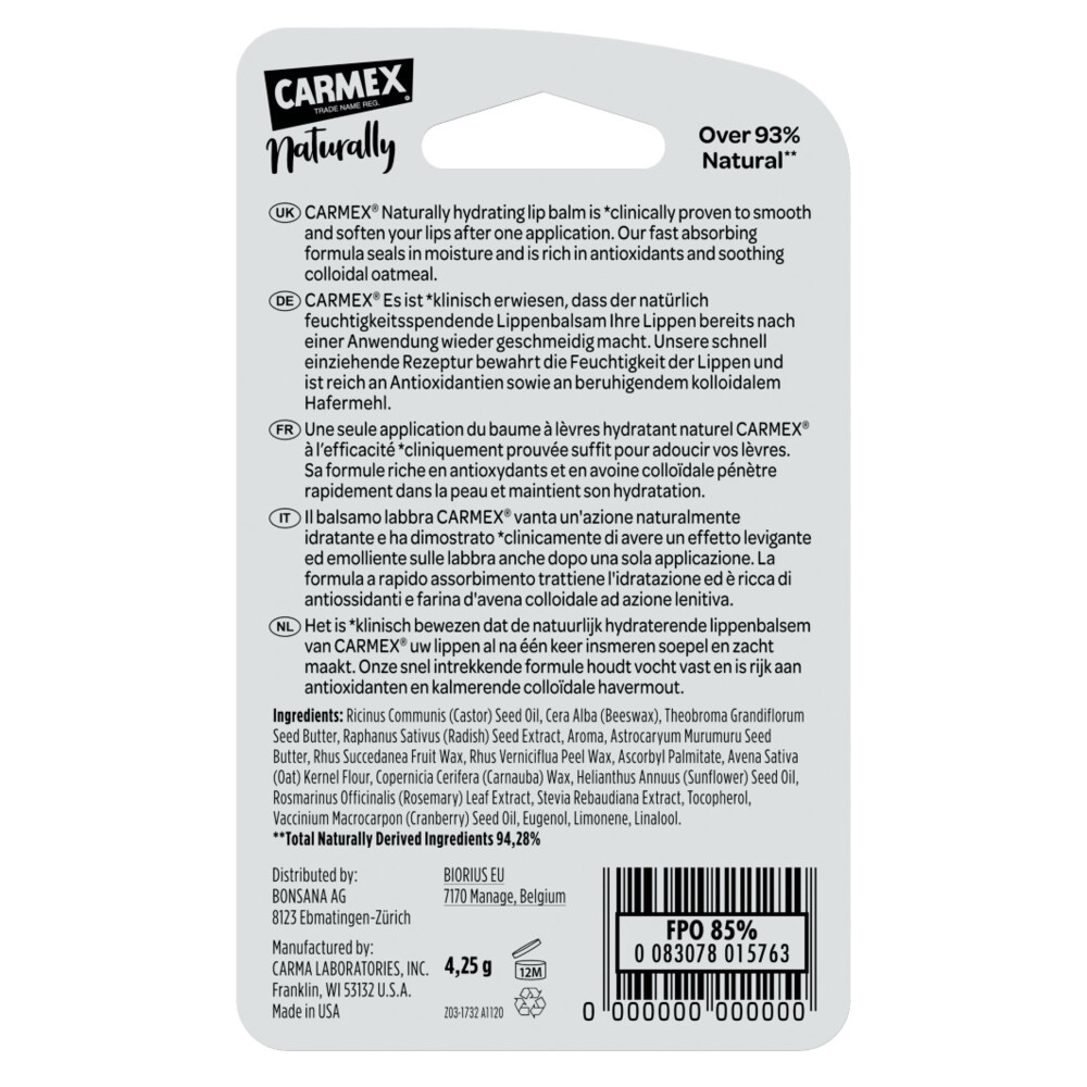 Carmex Lippenbalsem Naturally Berry4,25 gr