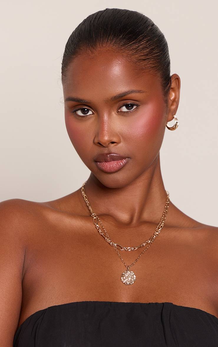 Doré Collier Double Chaîne À Pendentif Fondu