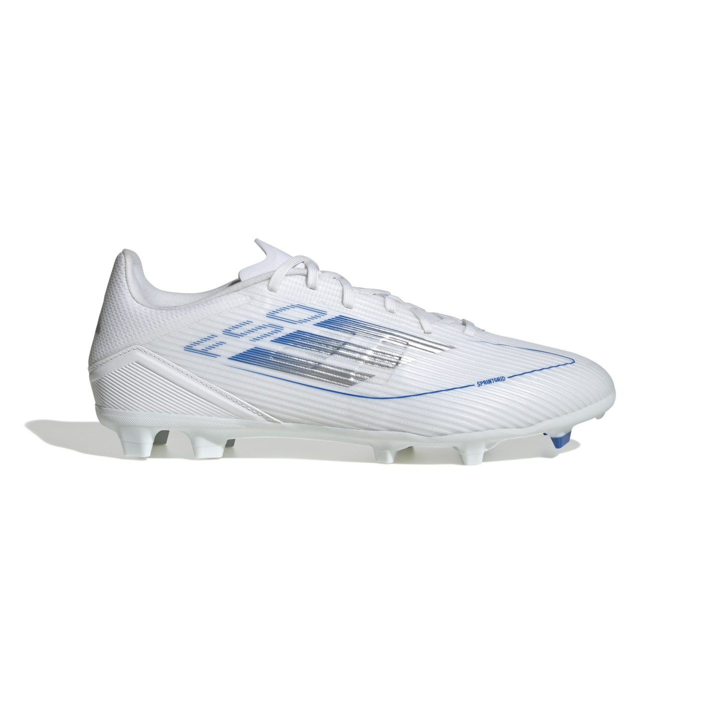 Adidas F50 League Gras / Kunstgras Voetbalschoenen (MG) Wit Blauw Zilver