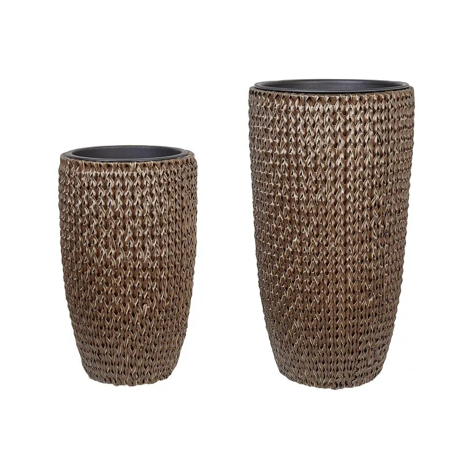 CEDRUS - Bloempot set van 2 - Bruin - PE rotan