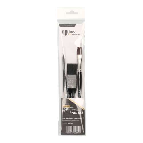 lineo Spontan Realismus Pinsel 3er-Set, Black Edition Martin Thomas, Serie 636