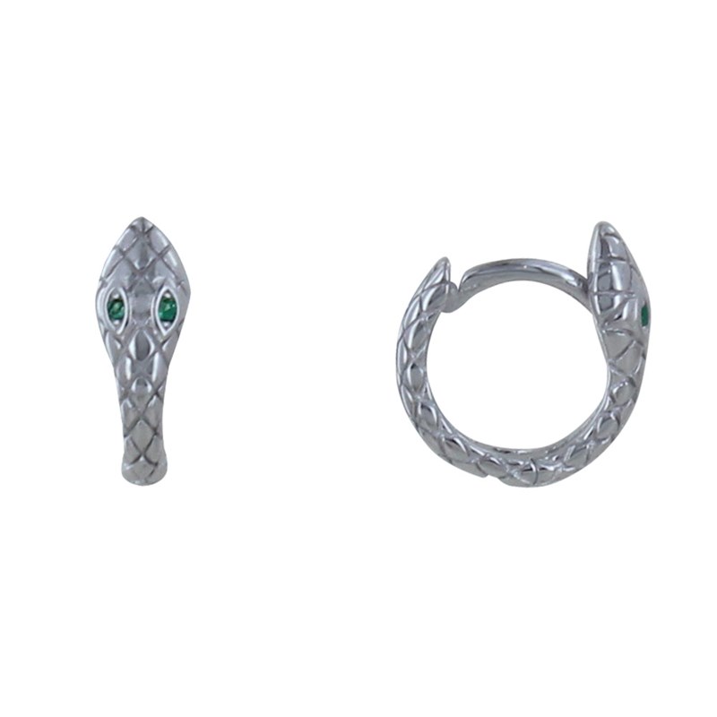 Boucles d'Oreilles Mini Créoles Argent Tête de Serpent