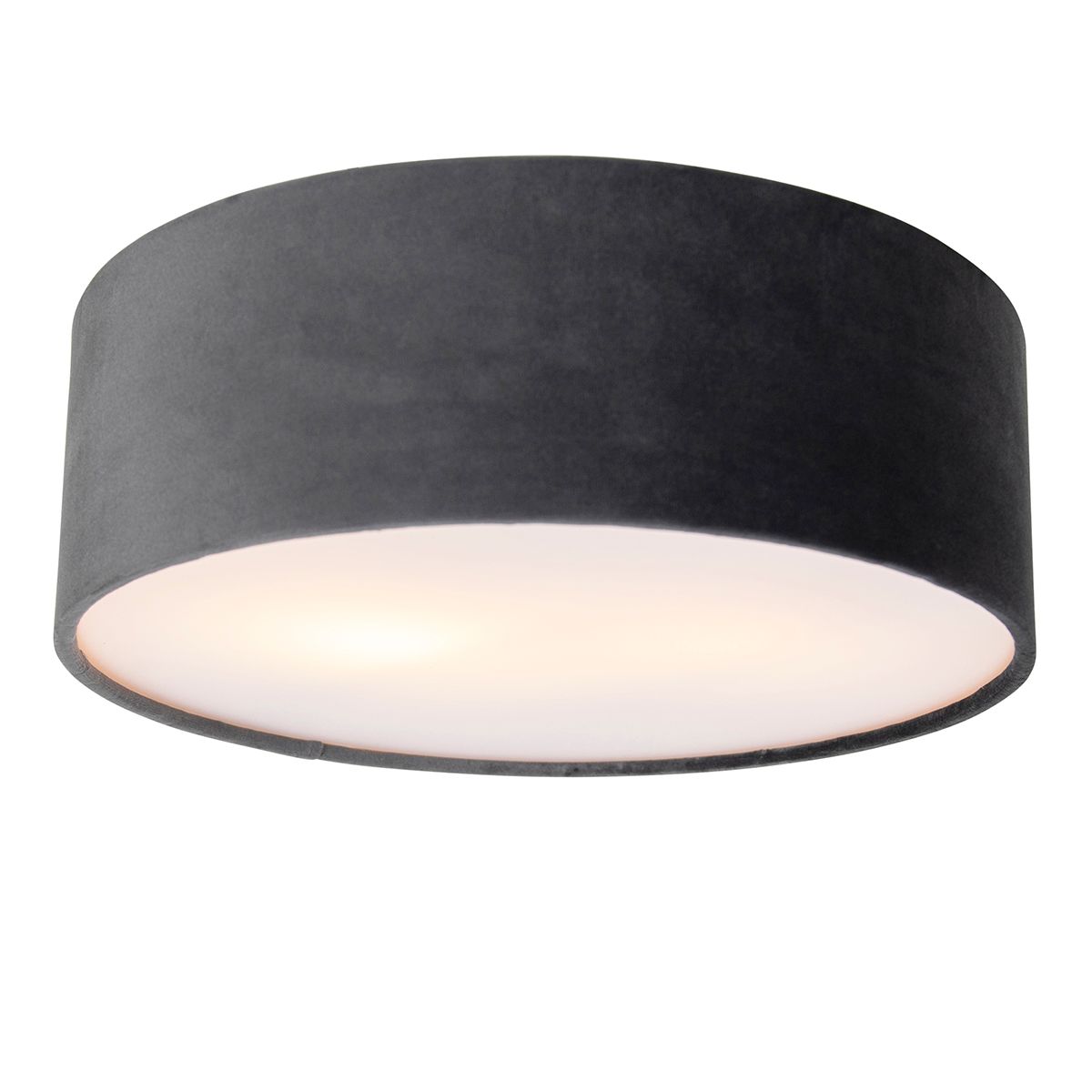 Moderne plafondlamp grijs 30 cm met gouden binnenkant - Drum