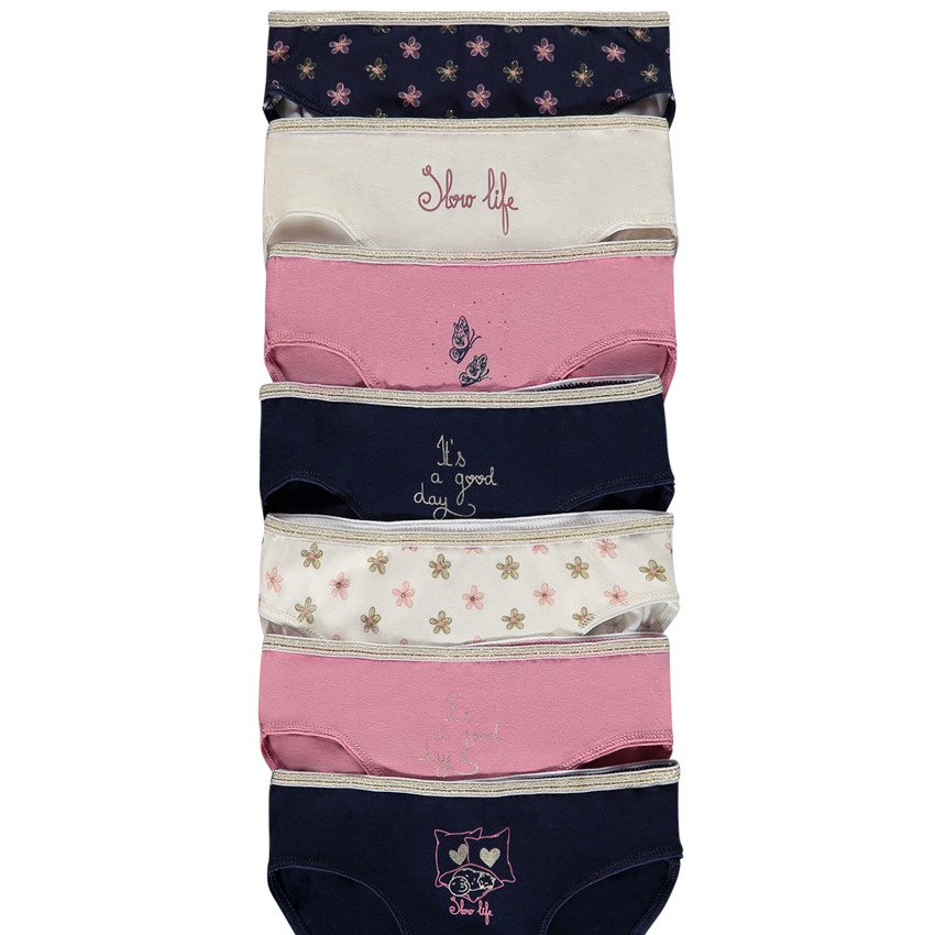 Lot de 7 culottes en jersey imprimé fantaisie pour fille
