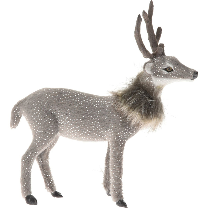 Deko-Rentier mit Fell und Glitzer - ca. 15 cm - 1 Stück