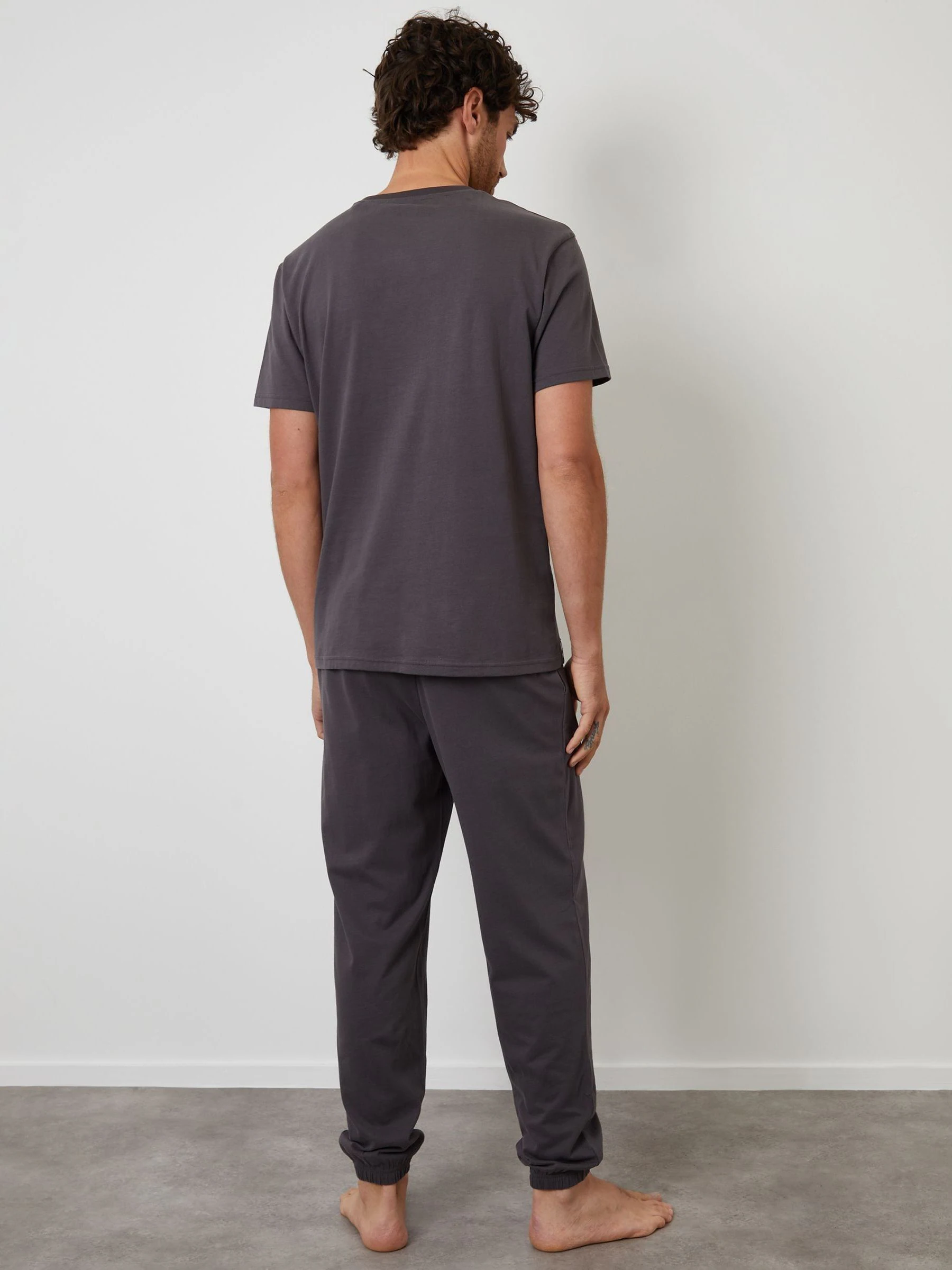 Grijs - Threadbare Peached Cotton Pyjamas Set