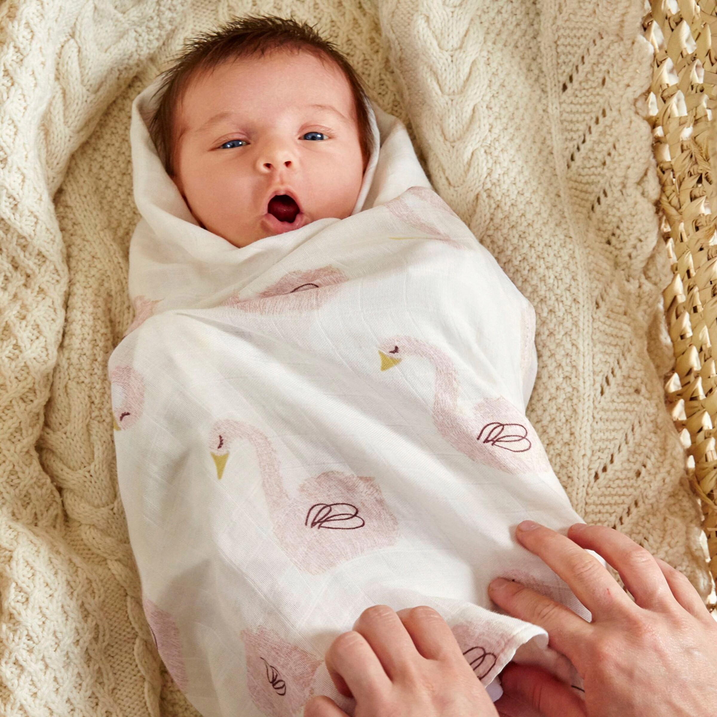 Lässig 3er-Pack Mullwindel Soft Swaddle L 80x80 cm lila Schwan