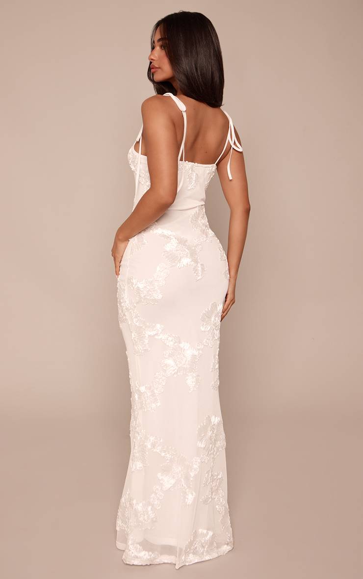 Blanc Robe Maxi À Détails Fleuris Petite Taille