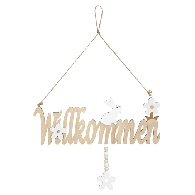Dekohänger - Willkommen - aus Holz - ca. 30 x 2 x 10 cm
