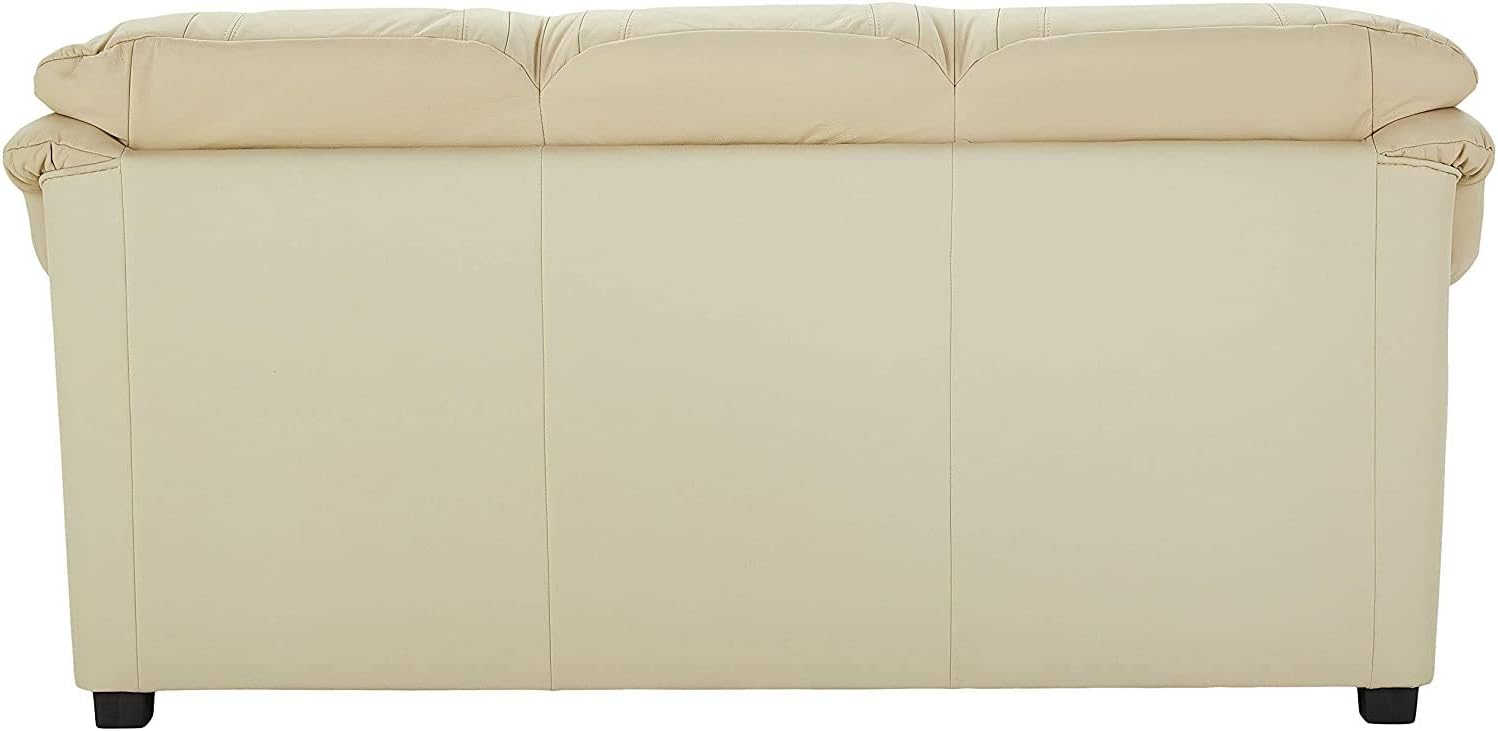 Cavadore 3-Sitzer Savana / 3er Ledersofa mit Federkern im klassischen Design / 198 x 90 x 90 / Echtleder Weiß