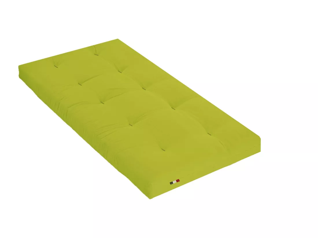 Matelas futon vert pistache coeur en latex 90x190