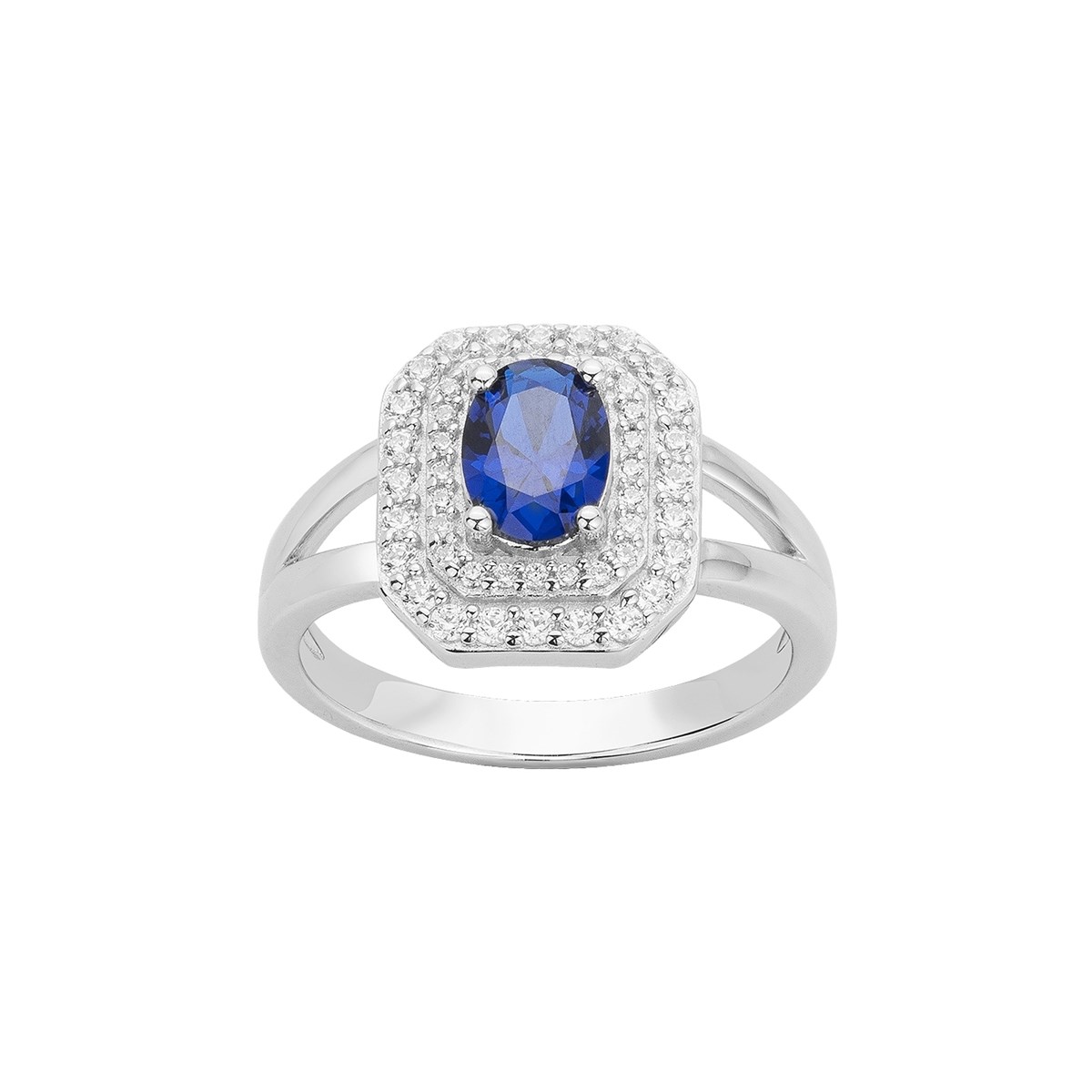 Bague de fiançailles en Argent avec spinelle bleu saphir