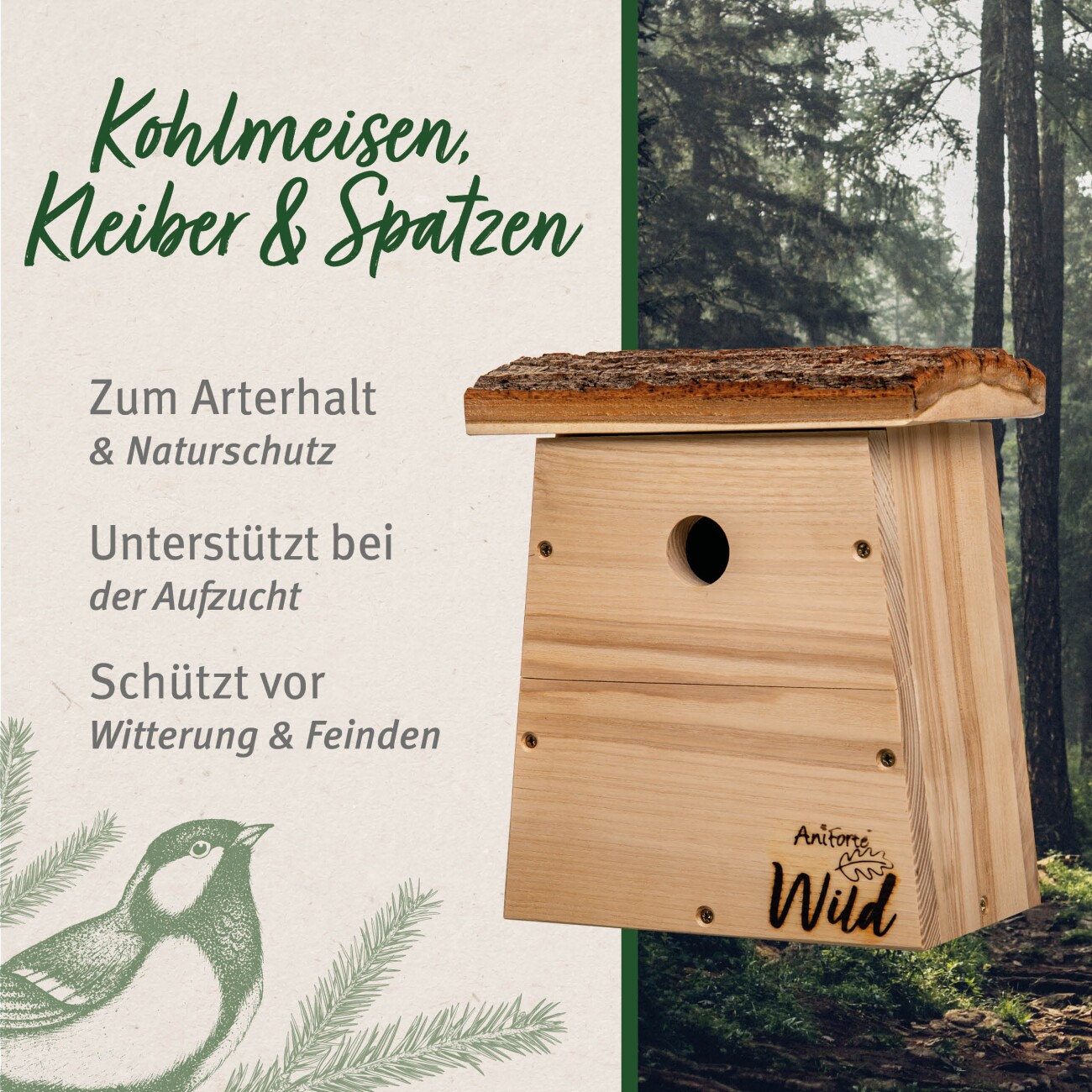 AniForte Nistkasten Kohlmeisen