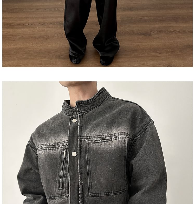Nahagin - Gewassen denim jack met rits