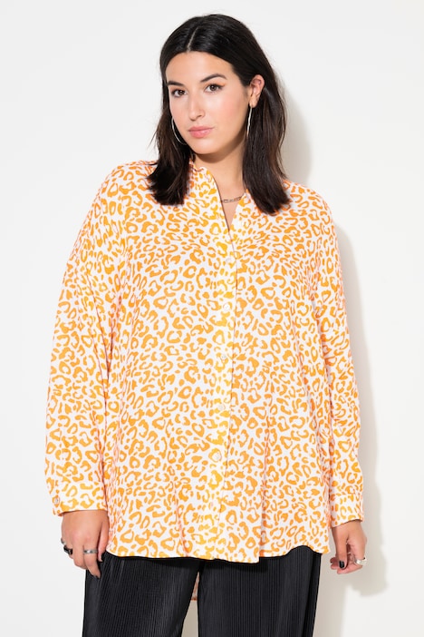 Bluse, oversized, Musselin, Color-Leo
