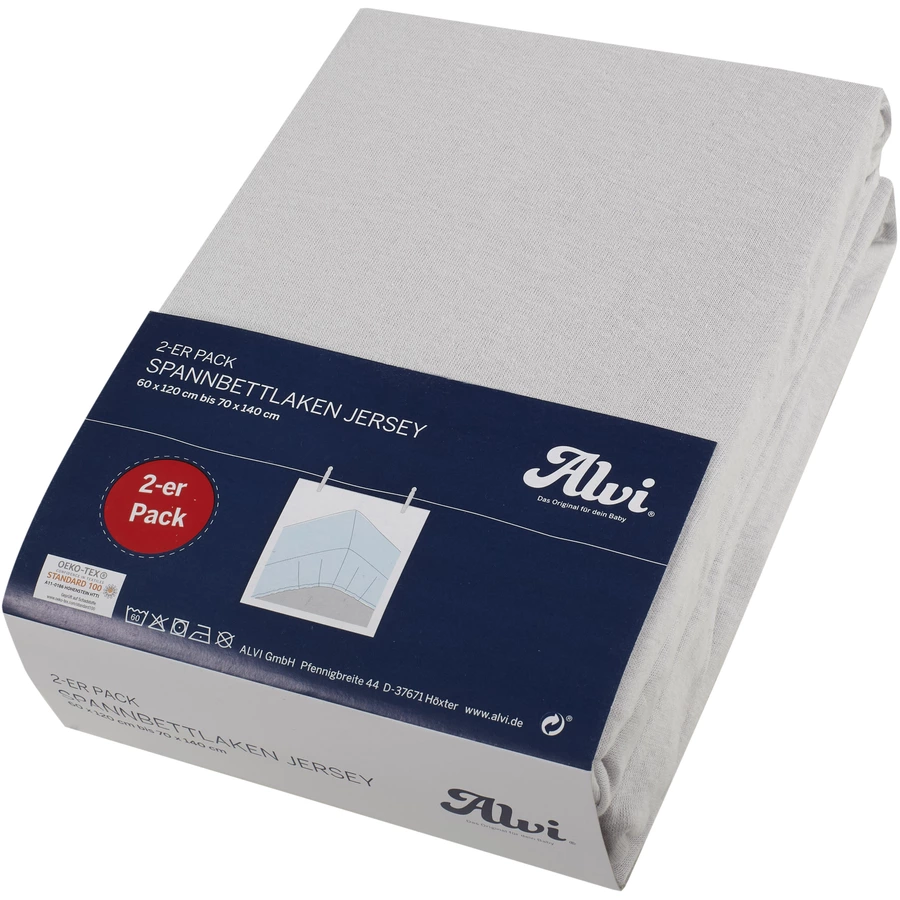 Alvi® Spannbettlaken Doppelpack silbersilber 70 x 140 cm
