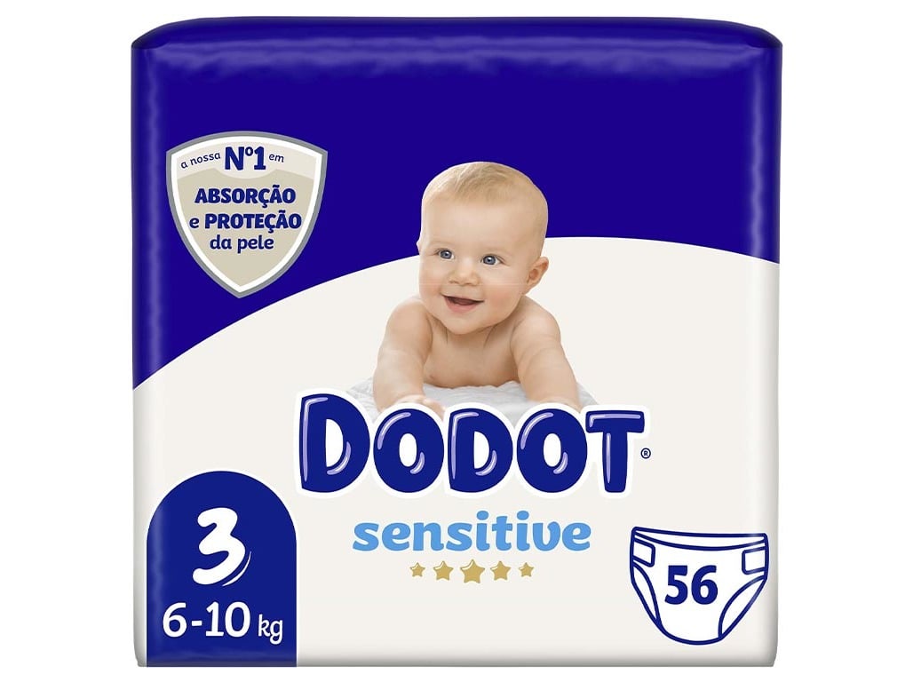 FRALDAS DODOT SENSITIVE T3 6-10KG 56 UN