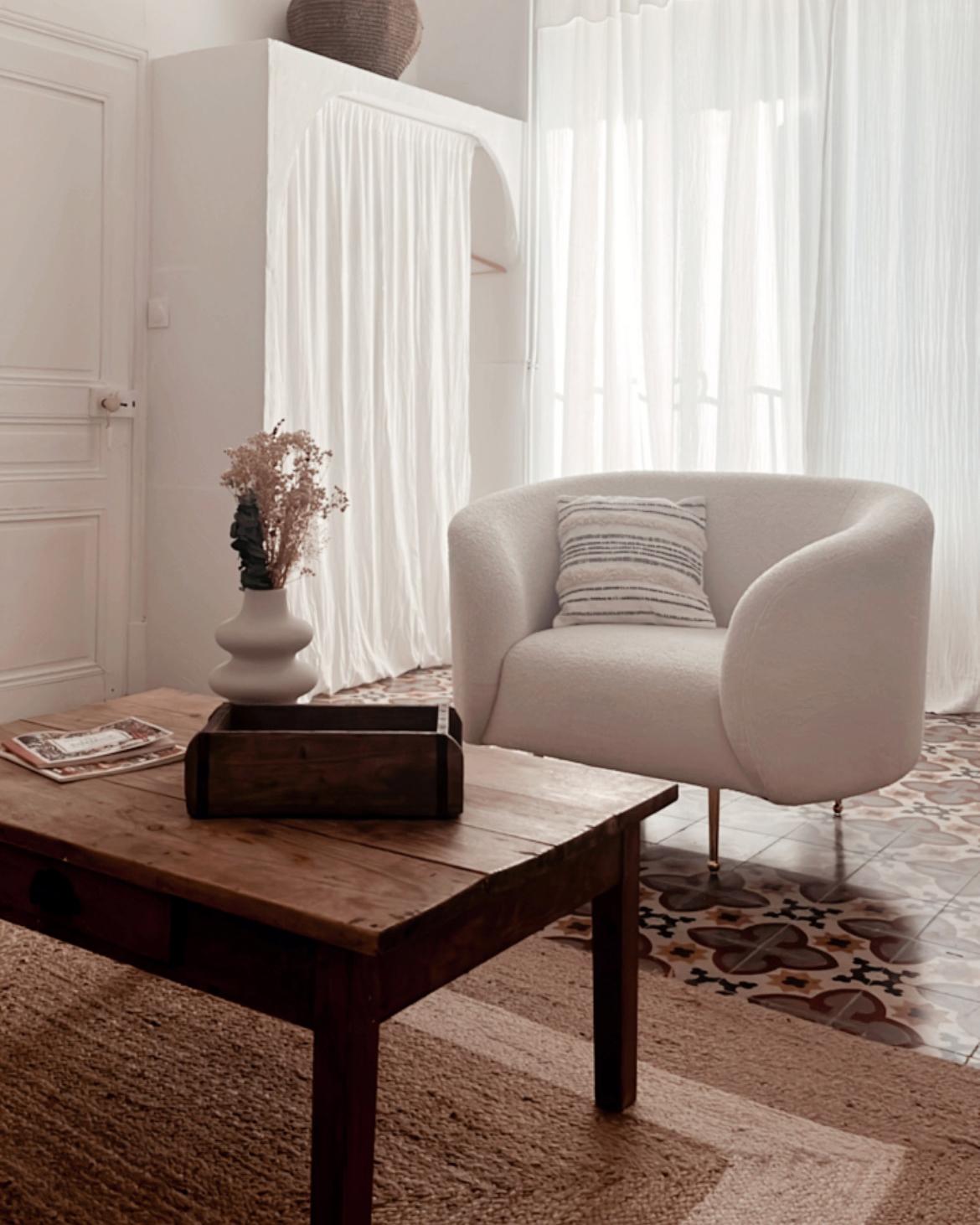 Fauteuil LOEN Bouclé Wit