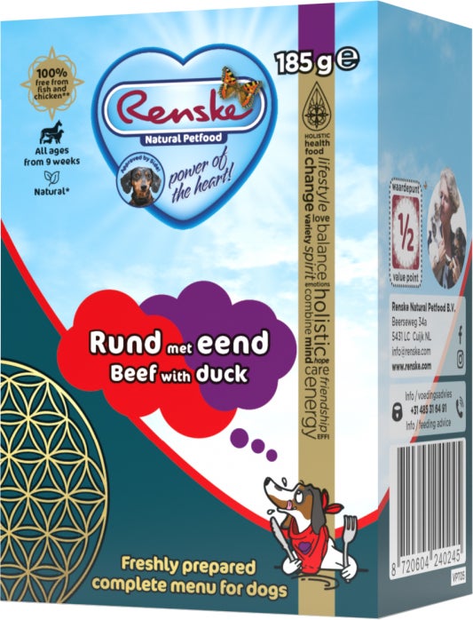 Renske hondenvoer vers rund met eend 185 g